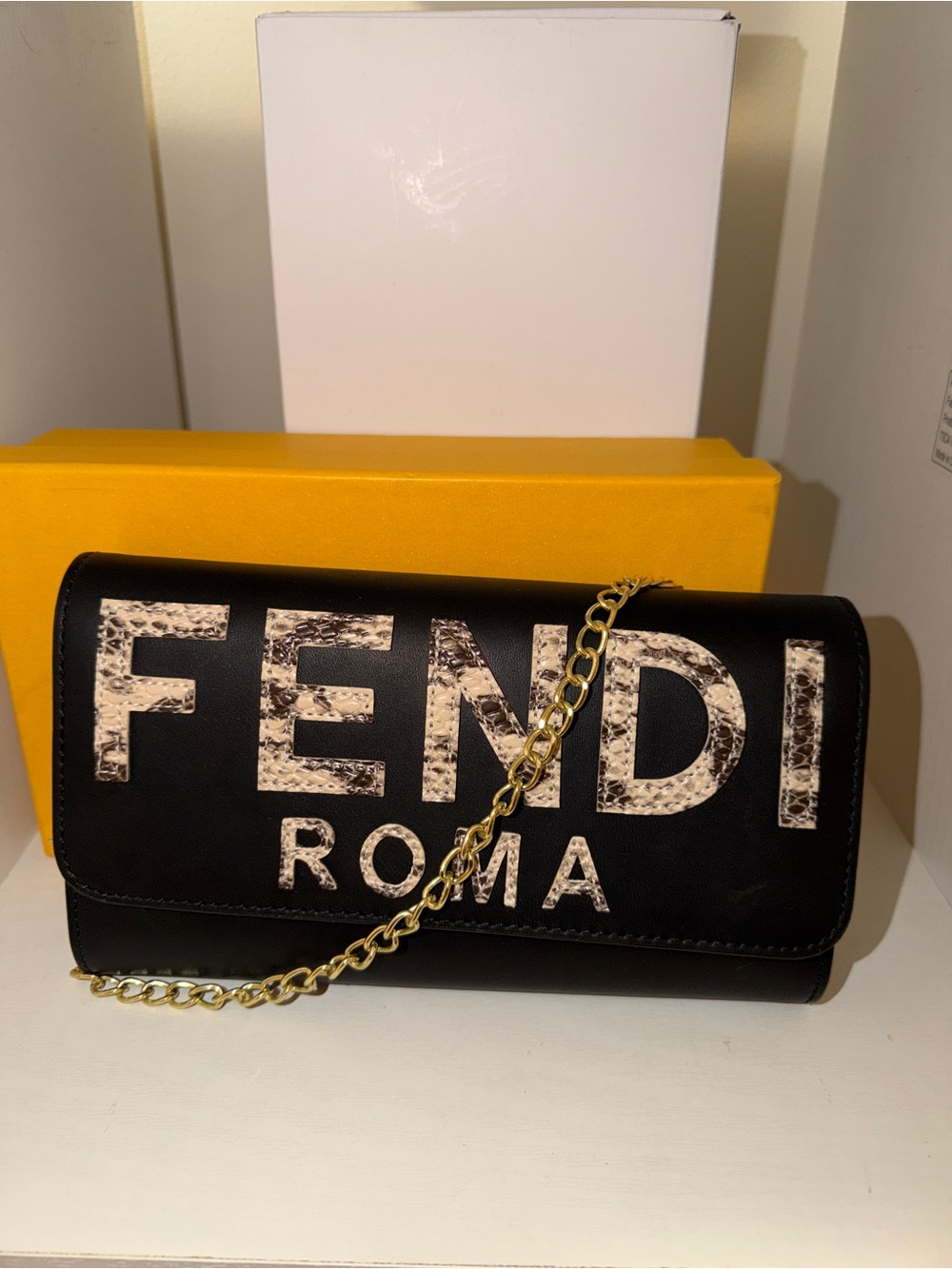 Black Leather Chain Shoulder Bag